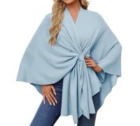 Generisch Sciarpa a rete da donna elegante Shawl Soft Open Front Poncho Sweater For Spring Fall Winter Tunnel Sciarpa Uomo, Azzurro, Taglia unica