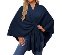 Generisch Sciarpa a rete da donna elegante Shawl Soft Open Front Poncho Sweater For Spring Fall Winter Tunnel Sciarpa Uomo, Blu marino, Taglia unica