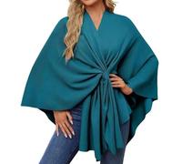Generisch Sciarpa a rete da donna elegante Shawl Soft Open Front Poncho Sweater For Spring Fall Winter Tunnel Sciarpa Uomo, Blu scuro, Taglia unica