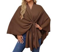Generisch Sciarpa a rete da donna elegante Shawl Soft Open Front Poncho Sweater For Spring Fall Winter Tunnel Sciarpa Uomo, caffè, Taglia unica
