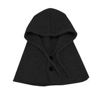 Generisch Sciarpa da donna primaverile calda cappello scarf integrato a maglia, cappello in lana, rosa antico, Nero , M