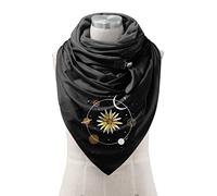 Generisch Sciarpa gialla con cappello sciarpe che stampano sciarpe morbide con bottoni per le donne cappello sciarpa, e, Taglia unica