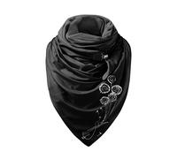 Generisch Sciarpa gialla con cappello sciarpe che stampano sciarpe morbide con bottoni per le donne cappello sciarpa, g, Taglia unica