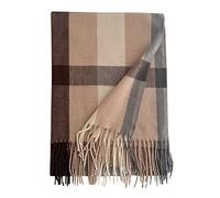 Generisch Sciarpa invernale da donna, classica a nappa, calda, morbida, spessa, grande sciarpa blu, beige., Taglia unica