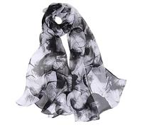 Generisch Sciarpe per le donne Stampa leggera Modello floreale Sciarpa Sciarpa Sciarpe Moda Sciarpe Solare Salviette Impacchi per la primavera, Nero , Taglia unica