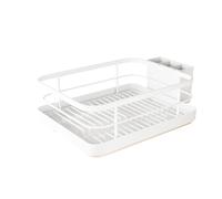 Generisch Scolapiatti per posate in ABS con porta utensili, vassoio scolapiatti per stoviglie, cucchiai, forchette, bacchette, oro, nero e bianco, 1 pezzo (bianco, 34 x 26 x 16 cm)