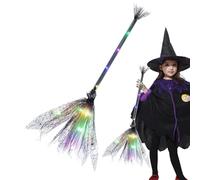 Generisch Scopa da di Halloween con luce LED, scopa per streghe malvagie, mago volante, per bambini e adulti, per costumi di Halloween | per cosplay