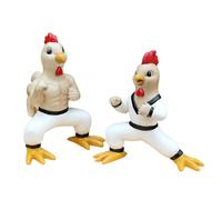 Generisch Scultura decorativa di rooster, statuette di animali della fattoria, statuetta colorata di gallina della felicità, 2 x bonsai, decorazione per la casa, lo studio, i ristoranti