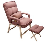 Generisch Sedia lounge con Stool and Lumbar Cushion, moderna sedia ad ala per vivere e dormire, tasche laterali per lo stoccaggio, perfetta per rilassarsi e leggere.