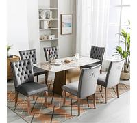 Generisch Sedia per sala da pranzo di lusso con gambe in legno massiccio e rivestimento in velluto, design personalizzato, decorazione chiodo di rame, portata 150 kg, scelta di colori (grigio/beige