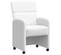 Generisch Sedie da pranzo con ruote, 2 pezzi, bianco, 58 x 65 x 98 cm | Ecopelle, ergonomica, facile da pulire, telaio stabile, ruote per la mobilità