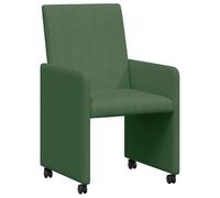Generisch Sedie da pranzo con ruote, 2 pezzi, grigio/verde, 57 x 66 x 94 cm | tessuto a coste, design ergonomico, braccioli sottili, ruote per mobilità, montaggio rapido
