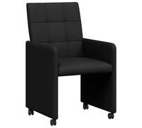 Generisch Sedie da pranzo con ruote, set da 2 pezzi, tessuto nero | Design ergonomico, compensato e metallo, braccioli, ruote per mobilità, facile da montare