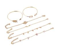 Generisch Sei diverse frecce rotonde perline cerchio cinturino in pelle bracciale bracciale uomo, Taglia unica, Metallo, Nessuna pietra preziosa