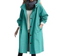 Generisch Selvaggio con cappuccio elegante esterno giacca a vento invernale donna cappotto comodo sciolto cappotto femminile, Blu, L