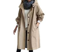 Generisch Selvaggio con cappuccio elegante esterno giacca a vento invernale donna cappotto comodo sciolto cappotto femminile, cachi, XXL