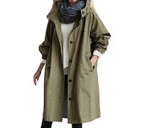 Generisch Selvaggio con cappuccio elegante esterno giacca a vento invernale donna cappotto comodo sciolto cappotto femminile, verde militare, 4XL