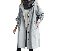 Generisch Selvaggio con cappuccio elegante esterno giacca a vento invernale donna cappotto comodo sciolto cappotto femminile, Azzurro, XL