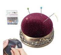 Generisch Semiboule Vintage Pins Cuscino da cucito anti-caduta con aghi di perla, accessorio da cucito retrò, ideale per organizzare le vostre penne e aghi mentre siete portati con voi