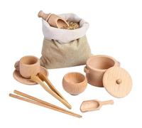 Generisch Sensory Bin Tools - 8 pezzi in legno Scoop e Tongs Set Fine Motor Skills Development Toys, Smooth Finished Natural Wood Learning Tools | for 3+