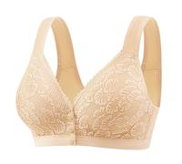 Generisch Set biancheria intima Bras for Older Women Breathable Front Closure Bras Full Support No Underwire Everyday Bra Bustier con coppe, beige., 50