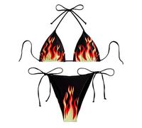 Generisch Set bikini sexy da donna a triangolo e perizoma perizoma Tie Up, Colore: rosso, XL