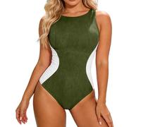 Generisch Set bikini sexy da donna, design a blocchi di colore, cintura da bagno, coppe imbottite, senza ferretto, costume da bagno, costume da bagno, costume da bagno monokini, conflitto, body