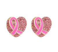 Generisch Set collana e orecchini in argento per bambini a forma di stella Breast Cancer Awareness Lapel Earring Love Fight Official Ribbon Earring Breast Cancer Brooch orecchini rotondi, Taglia unica