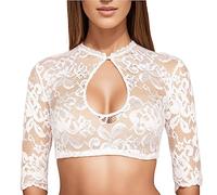 Generisch Set completo Dirndl, a maniche lunghe, verde, corto, da donna, in pizzo, per costume tradizionale Dirndl, a maniche corte, per Oktoberfest, costume tradizionale bavarese, elegante a mezza