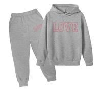 Generisch Set completo per bambini a maniche lunghe + pantaloni, set di abbigliamento per bambini da 4 a 12 anni, Suit D10-grey, 4-5 Jahre