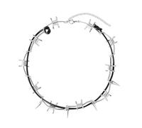 Generisch Set composto da collana e bracciale con motivo punk | Decorazione in argento con dettagli a borchie per un look alla moda, gioielli indossabili