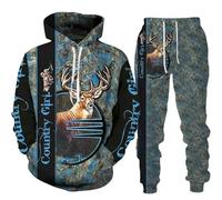 Generisch Set con cappuccio stampato da uomo, elegante tuta casual per tutti i giorni, perfetto per primavera, autunno e inverno tuta da uomo stretch, Altro., XL