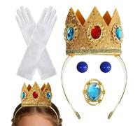 Generisch Set costume da principessa, per costume con orecchini, spilla e guanti, principesse, tiara per donne, per carnevale, maschera, cosplay e feste