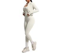 Generisch Set da allenamento da donna, 3 pezzi, protezione UV, a compressione, per lo sport, con passanti per il pollice e a vita alta, per fitness, yoga, pilates, palestra, abbigliamento sportivo, O