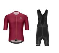 Generisch Set da ciclismo da uomo con materiale di lana per attività estive, guida a lungo raggio come tuta funzionale traspirante con elastico confortevole libertà di movimento, Colore: rosso, XL