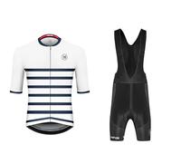 Generisch Set da ciclismo da uomo con materiale di lana per attività estive, guida a lungo raggio come tuta funzionale traspirante con elastico confortevole libertà di movimento, bianco, XXXL