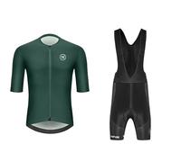 Generisch Set da ciclismo da uomo con materiale di lana per attività estive, guida a lungo raggio come tuta funzionale traspirante con elastico confortevole libertà di movimento, verde, XXXL