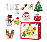 Generisch Set da cucito natalizio per bambini, decorazione fai da te in feltro per albero di Natale | attività creativa a a mano con fili, aghi, motivi per il giardino dei bambini in età prescolare