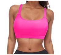 Generisch Set da donna con ferretto e lacci, push-up, con copertura completa, top con allacciatura sulla schiena, costume da bagno in due pezzi per una figura completa, rosa intenso, M