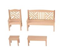 Generisch Set da giardino modello sedia per casa delle bambole, sgabello | Miniature di sedie, gioco di ruolo e rappresentazione a rotelle, dimensioni ridotte