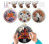 Generisch Set da ricamo per Halloween, per principianti, stile, set da cucito con istruzioni per la famiglia, i figli, il marito, la moglie, gli amici e le ragazze