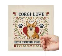 Generisch Set da ricamo per principianti, motivo cane, 25 x 25 cm, set di esercizi per l'apprendimento del ricamo, set fai da te, per insegnanti, giovani, amanti 'arte, progetti scolastici