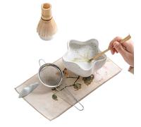 Generisch Set da tè in ceramica completo | giapponesi Cerimonia del tè Whisk Bowl Scoop Sifter per la casa relax yoga meditazione ora del tè