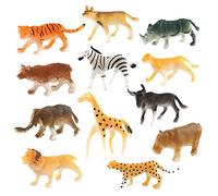 Generisch Set di 12 statuette in plastica per giochi educativi, avventure di apprendimento creativo nello zoo dei bambini con animali selvatici per la prima infanzia (multicolore, taglia unica)
