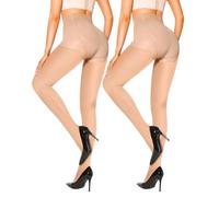 Generisch Set di 2 collant da donna in velluto trasparente con dita rinforzate, effetto opaco 20D, per un look elegante per tutti i giorni e occasioni speciali, 2 pezzi