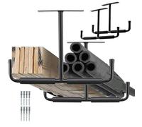 Generisch Set di 2 mensole da soffitto a forma di T | Set di ganci da soffitto da garage per bicicletta, scala, legno, attrezzature sportive, canne da pesca, sci, cantina