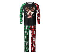 Generisch Set di 2 pezzi a maniche lunghe con felpa con cappuccio di Natale con stampa di cervi per genitori e bambini in stile papà, Nero , M