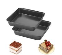 Generisch Set di 2 pirottini quadrati in acciaio inox da 8 pollici, con rivestimento antiaderente, ideali per torte, brownie, lasagne, sani e facili da pulire (2A)