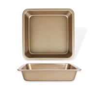 Generisch Set di 2 pirottini quadrati in acciaio inox da 8 pollici, con rivestimento antiaderente, ideali per torte, brownie/lasagne, sani e facili da pulire (B)