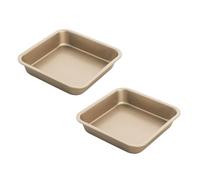 Generisch Set di 2 pirottini quadrati in acciaio inox da 8 pollici, con rivestimento antiaderente, ideali per torte, brownie, lasagne, sani e facili da pulire (2B)